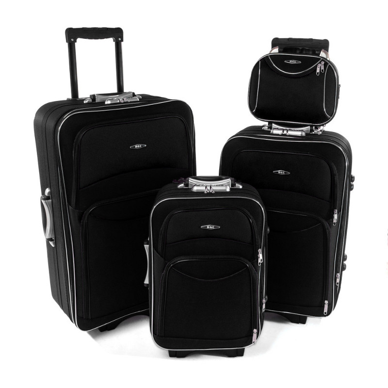 Set de 4 bagaje textile negre "Standard" - mărimile S, M, L și XL