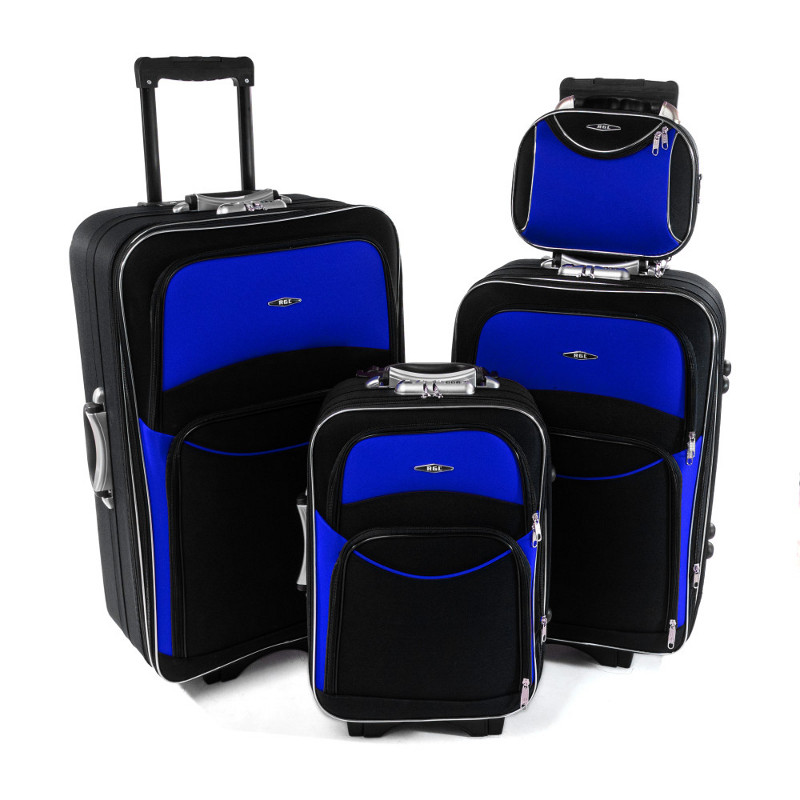 Set de 4 bagaje textile albastru-negru "Standard" - mărimile S, M, L și XL