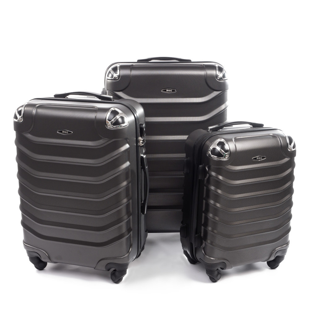 Set de 3 trolere rigide negre "Premium" - mărimile M, L și XL