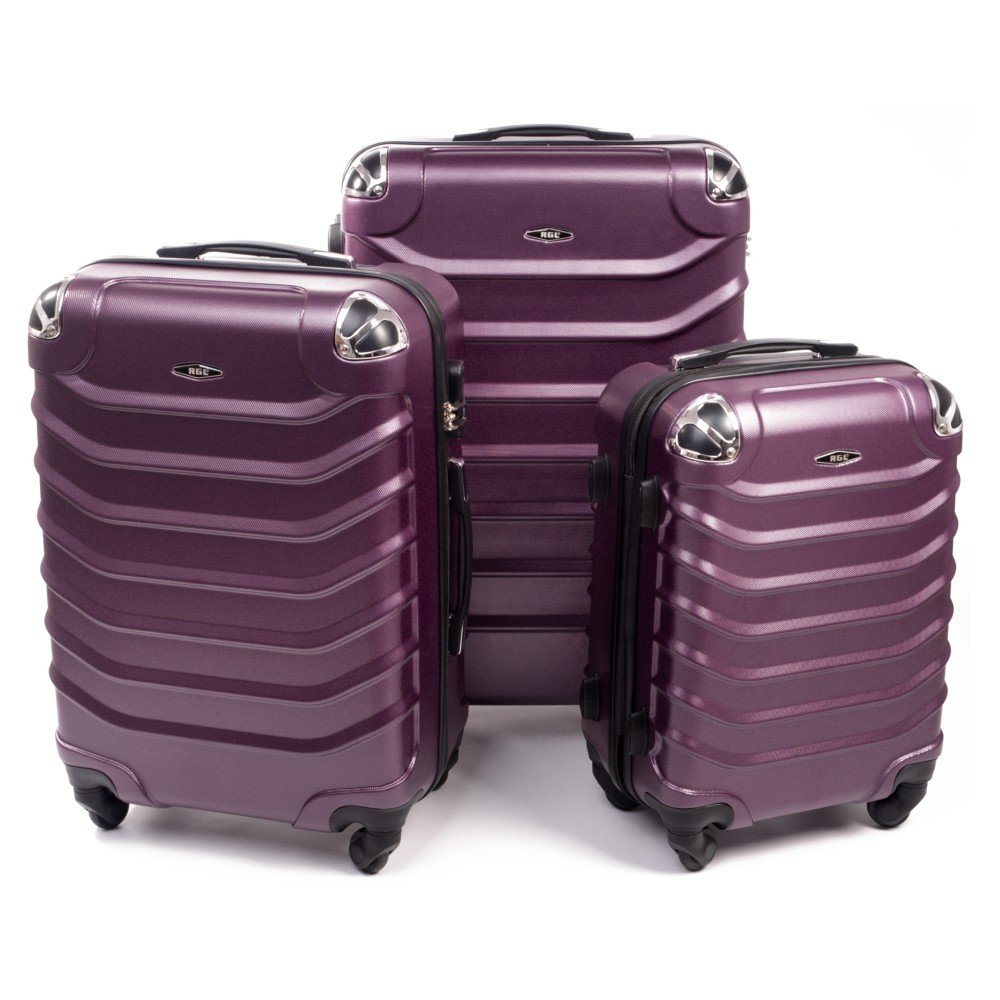 Set de 3 trolere rigide mov "Premium" - mărimile M, L și XL