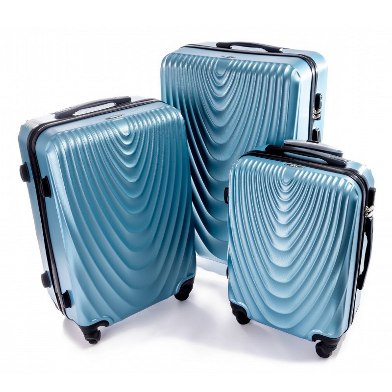 Set de 3 trolere rigide turcoaz-metalizat "Motion" - mărimile M, L și XL