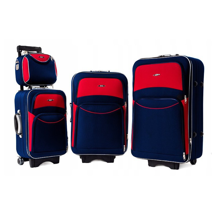 Set de 4 bagaje textile roșu-albastru "Standard" - mărimile S, M, L și XL