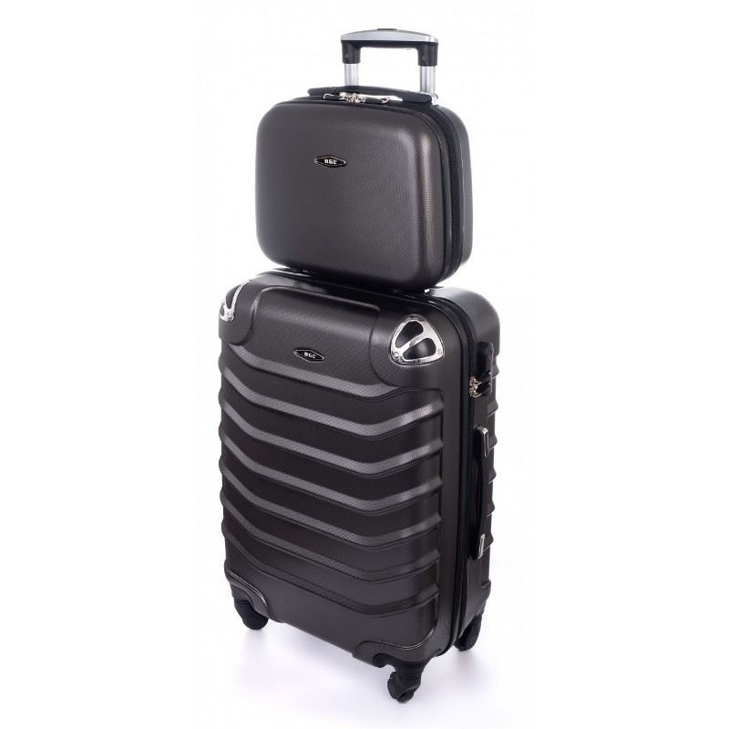 Set negru de 2 piese, geantă + troler rigid "Premium" - mărimile M, L și XL