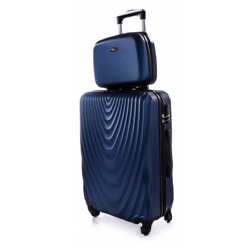 Set bleumarin de 2 piese, geantă + troler rigid "Motion" - mărimile M, L și XL