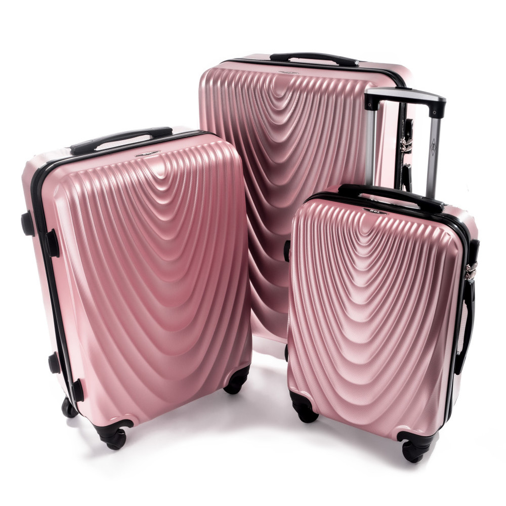 Set roz-auriu de 3 trolere rigide "Motion" - mărimile M, L și XL