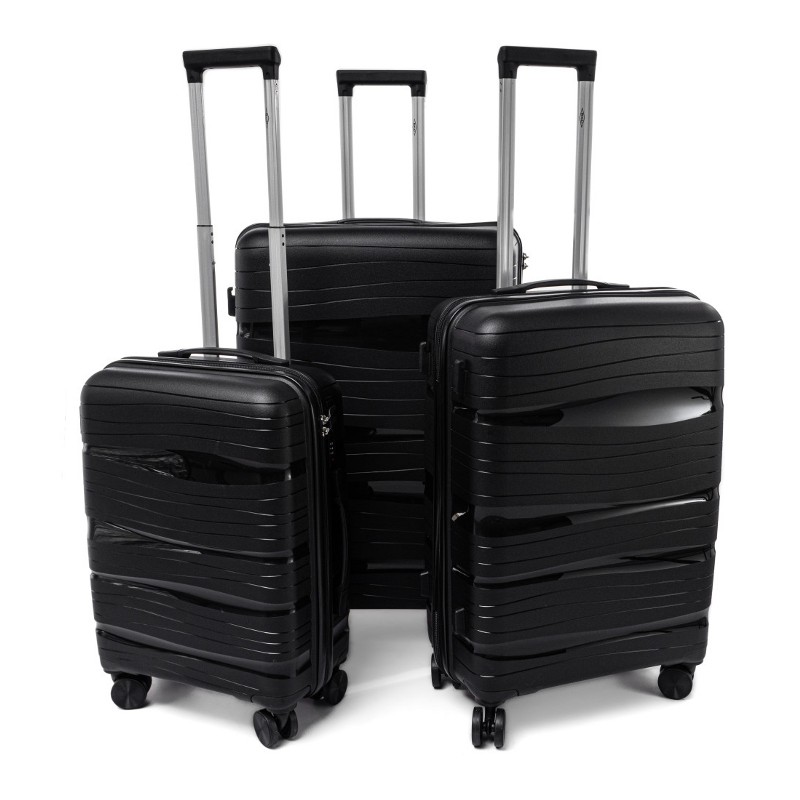 Set negru de 3 trolere rigide de lux "Royal" - mărimile M, L și XL