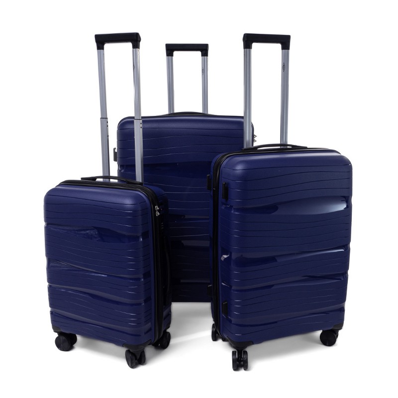 Set bleumarin de 3 trolere rigide de lux "Royal" - mărimile M, L și XL