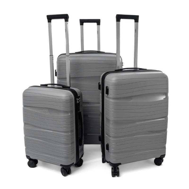 Set gri de 3 trolere rigide de lux "Royal" - mărimile M, L și XL