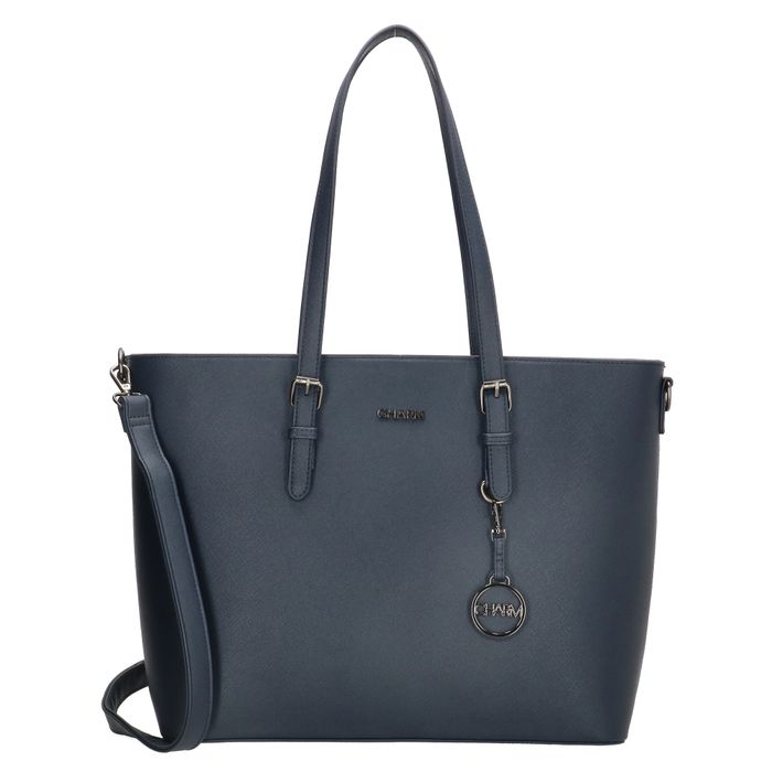 Geantă shopper premium bleumarin cu pandantiv "Rachel"