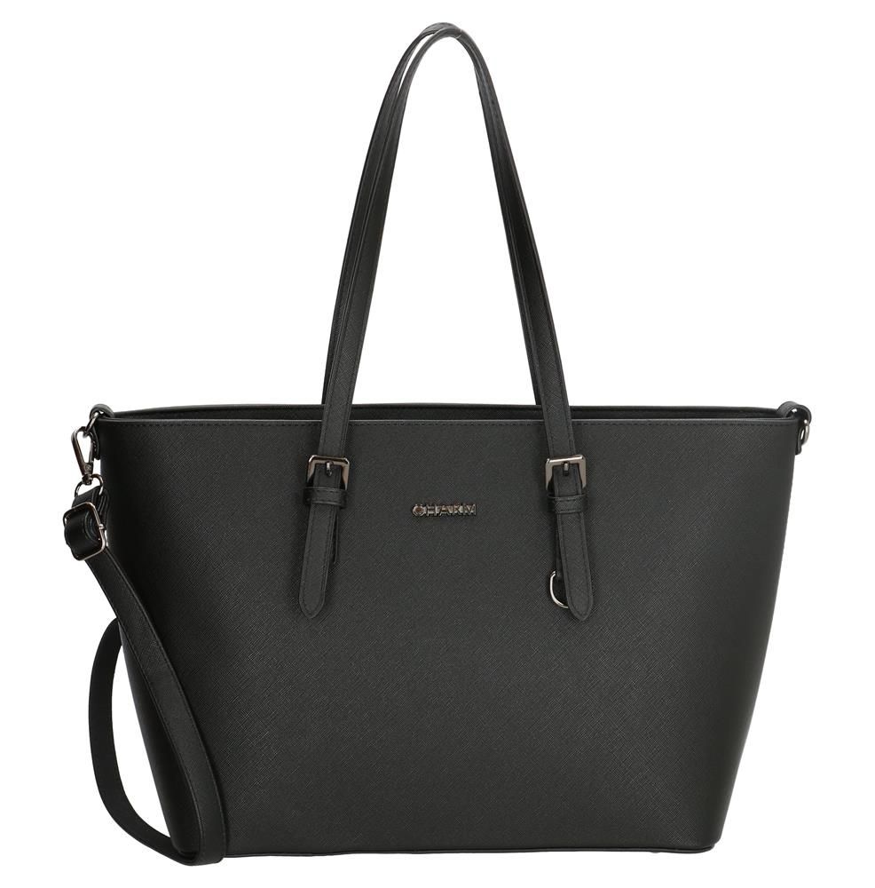 Geantă de umăr shopper mare neagră  "Misty"