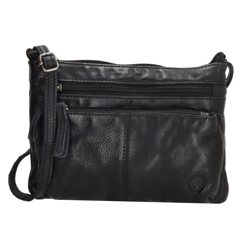 Geantă crossbody premium neagră din piele naturală "Bonavitta"