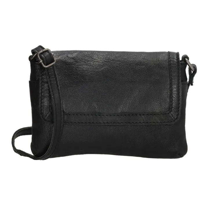 Geantă crossbody neagră matlasată din piele naturală "Tanya"