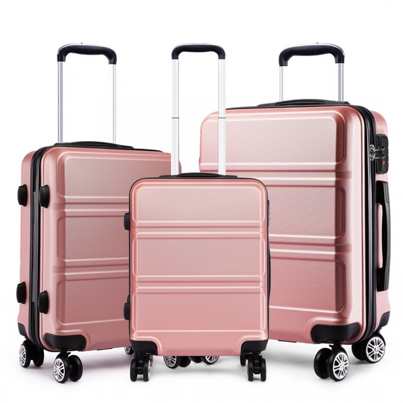Set roz de trolere premium cu încuietoare TSA "Travelmania" - M, L, XL