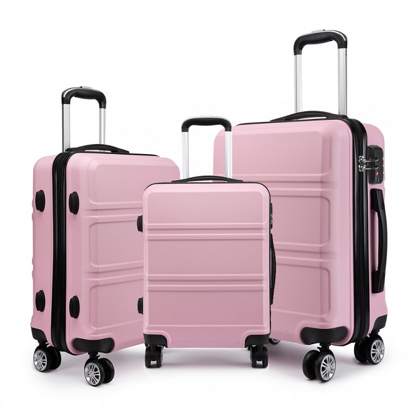 Set roz deschis de trolere premium cu încuietoare TSA "Travelmania" - M, L, XL