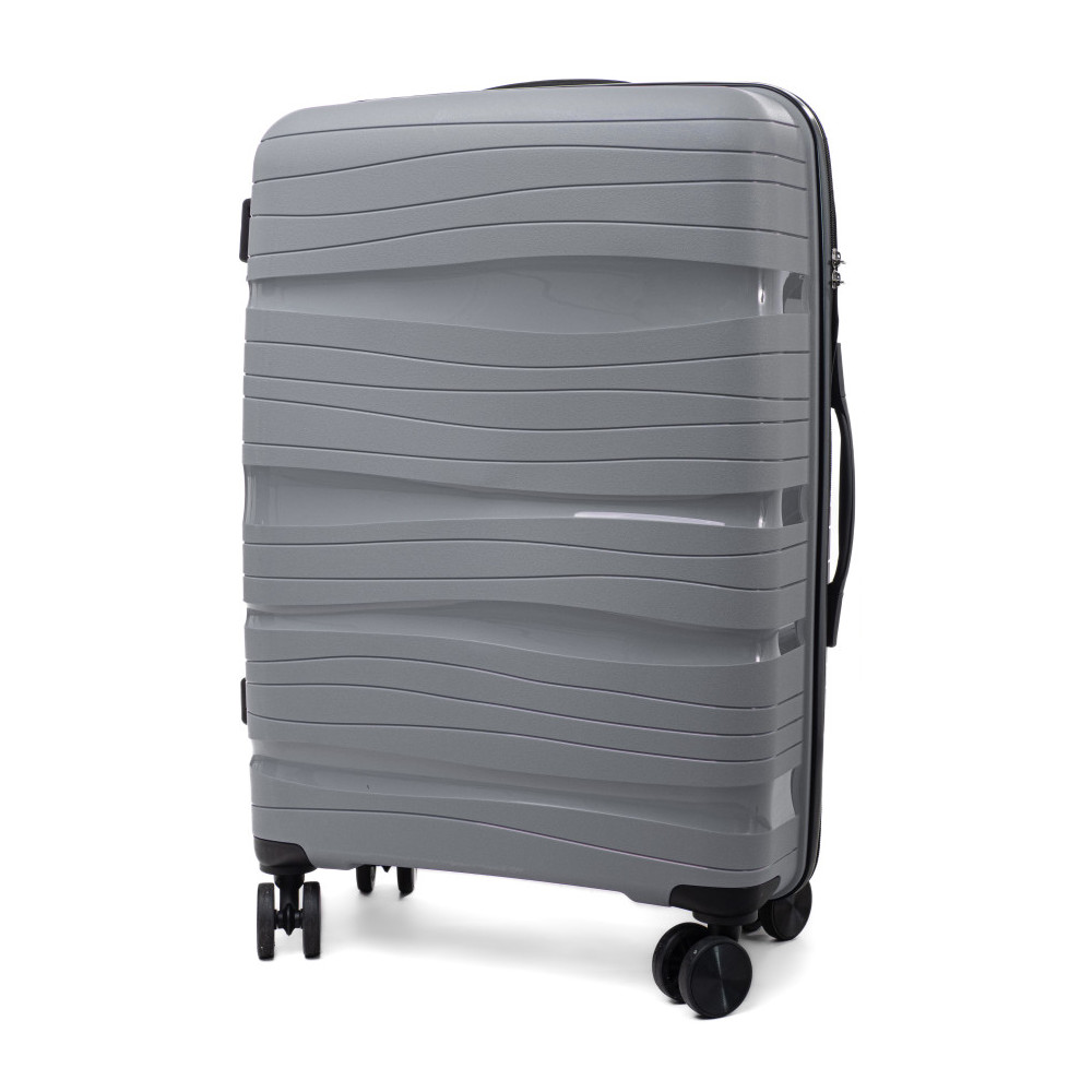 Troler premium gri cu carcasă rigidă și încuietoare TSA "Royal" - M, L, XL