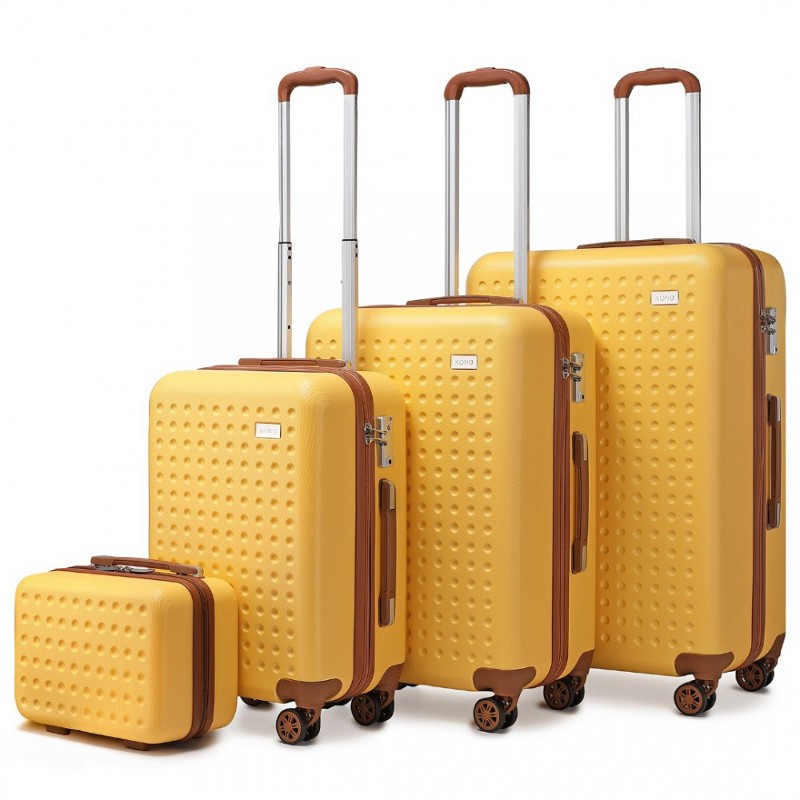 Set galben premium din 4 piese "Journey" cu încuietoare TSA - S, M, L, XL