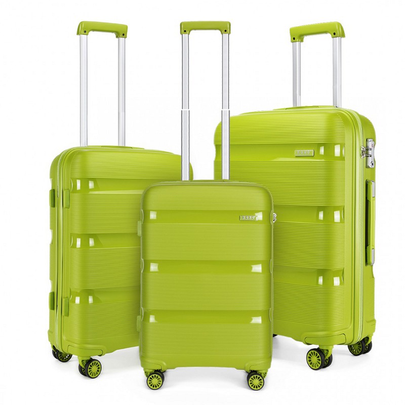 Set verde premium de 3 trolere cu încuietoare TSA "Majesty" - M, L, XL