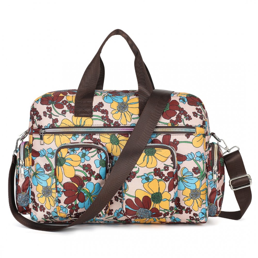 Geantă de cabină galbenă cu model floral "Flowers" - mărimea M