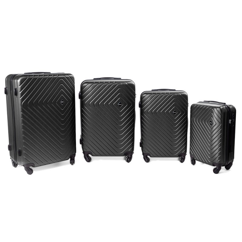 Set negru de 4 trolere rigide "Waves" - M, L, XL, XXL