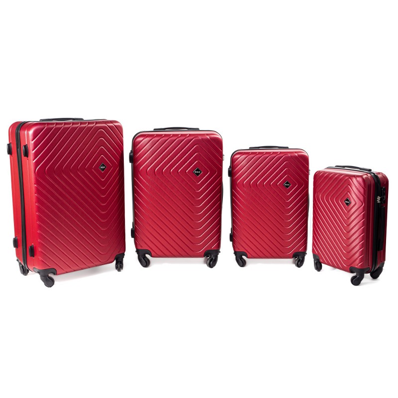 Set roșu de 4 trolere rigide "Waves" - M, L, XL, XXL