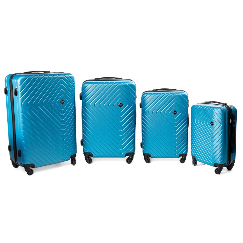 Set turcoaz închis de 4 trolere rigide "Waves" - M, L, XL, XXL