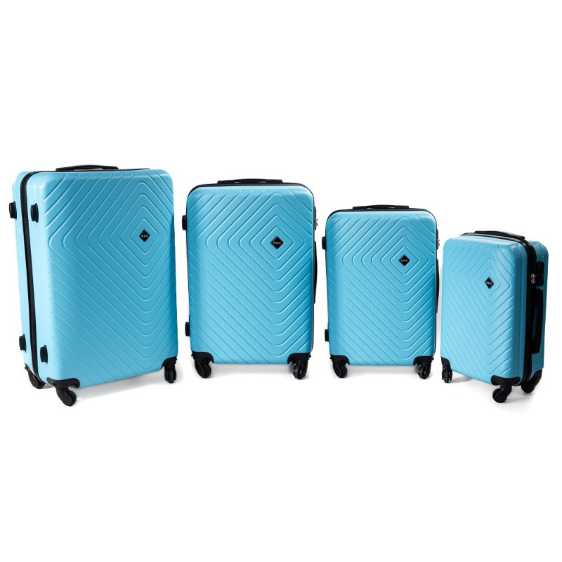 Set turcoaz deschis de 4 trolere rigide "Waves" - M, L, XL, XXL