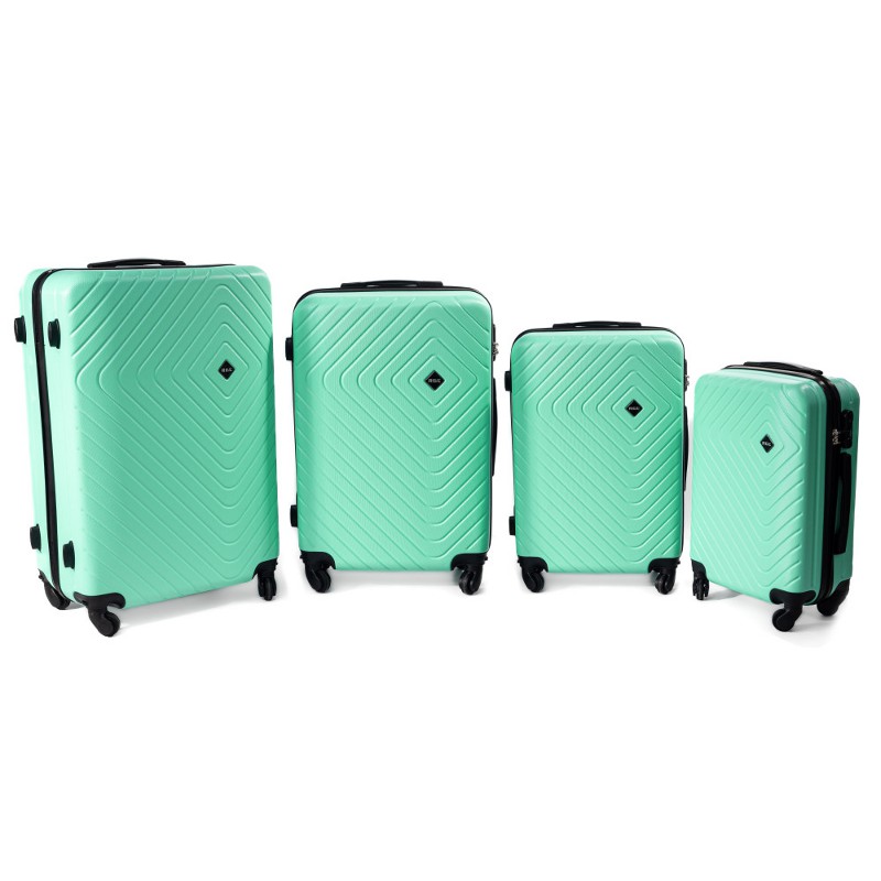 Set verde deschis de 4 trolere rigide "Waves" - M, L, XL, XXL