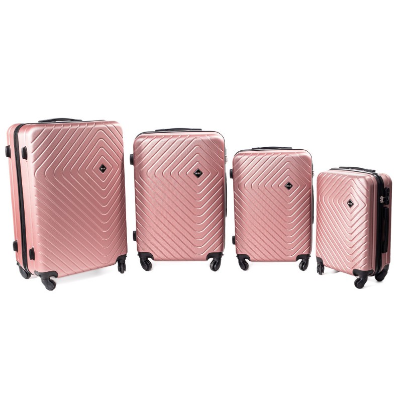 Set roz-auriu de 4 trolere rigide "Waves" - M, L, XL, XXL