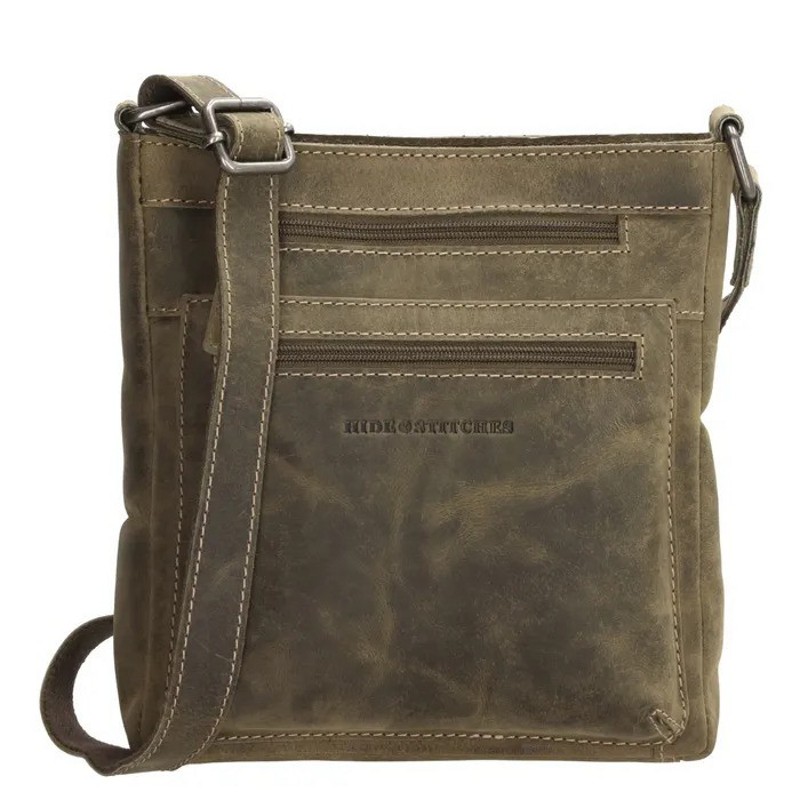 Geantă crossbody verde din piele naturală "Anne"