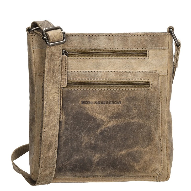 Geantă crossbody gri din piele naturală "Anne"
