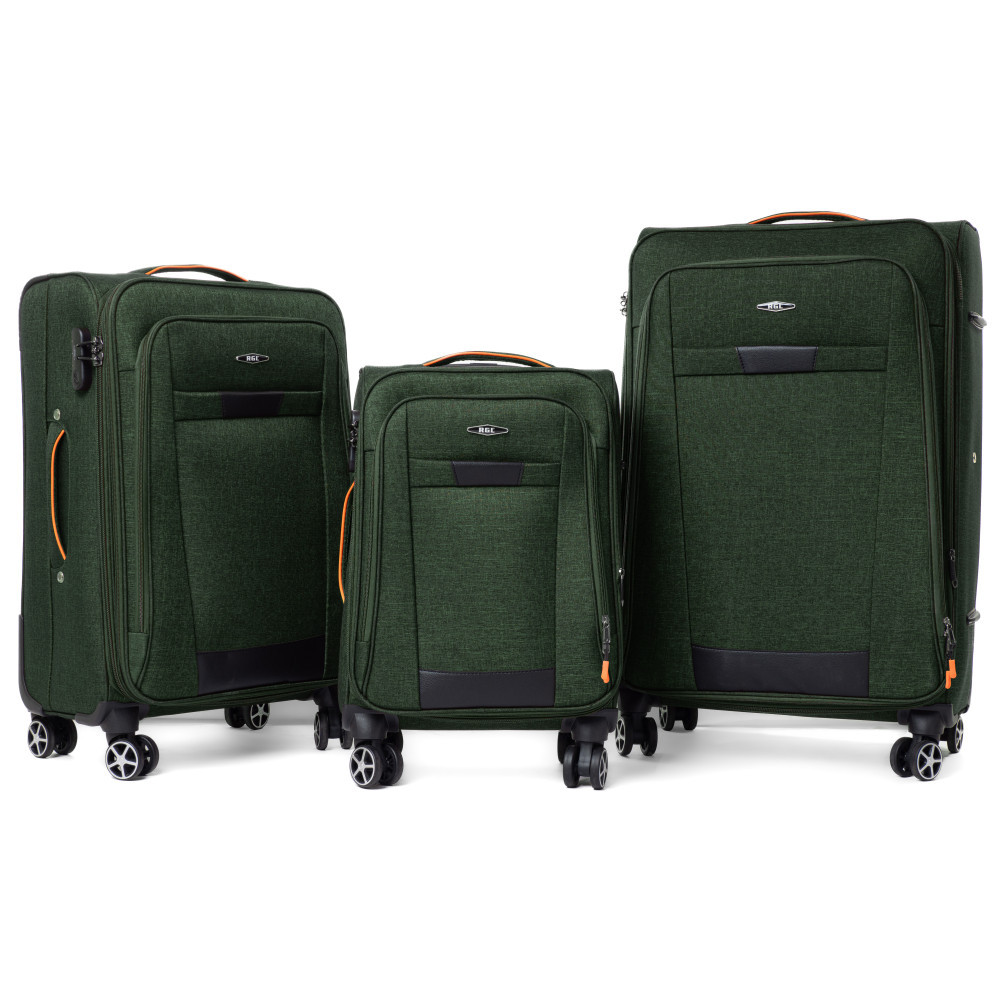 Set verde de 3 trolere textile impermeabile "Navigator" cu extensie - M, L, XL