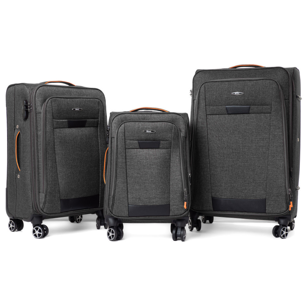 Set gri de 3 trolere textile impermeabile "Navigator" cu extensie - M, L, XL