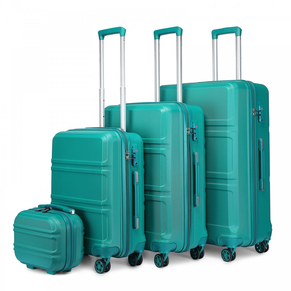 Set verde de 4 trolere premium "Travelmania" cu încuietoare TSA - S, M, L, XL