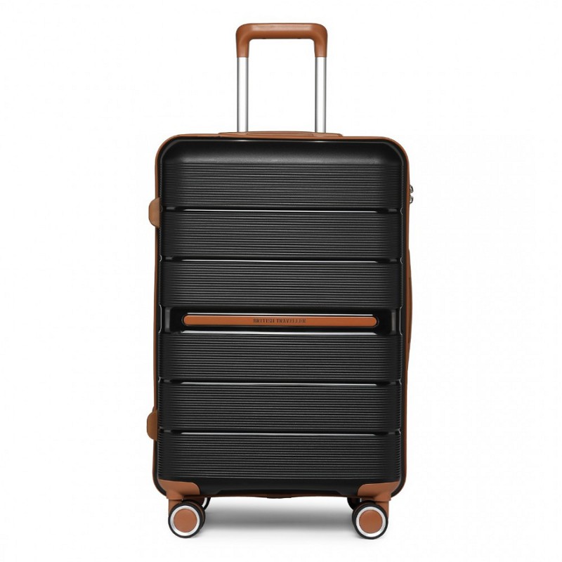 Troler premium negru rigid "Diamant" cu încuietoare TSA - M, L, XL