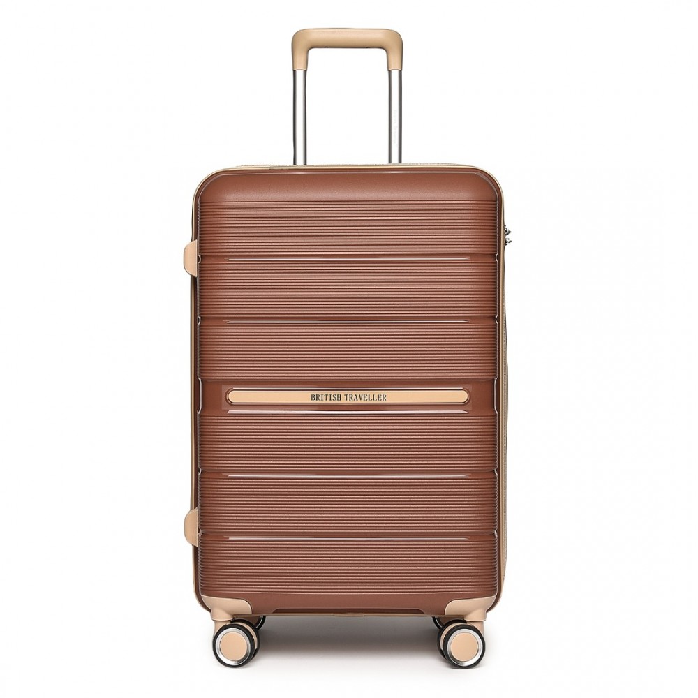 Troler premium maro rigid "Diamant" cu încuietoare TSA - M, L, XL