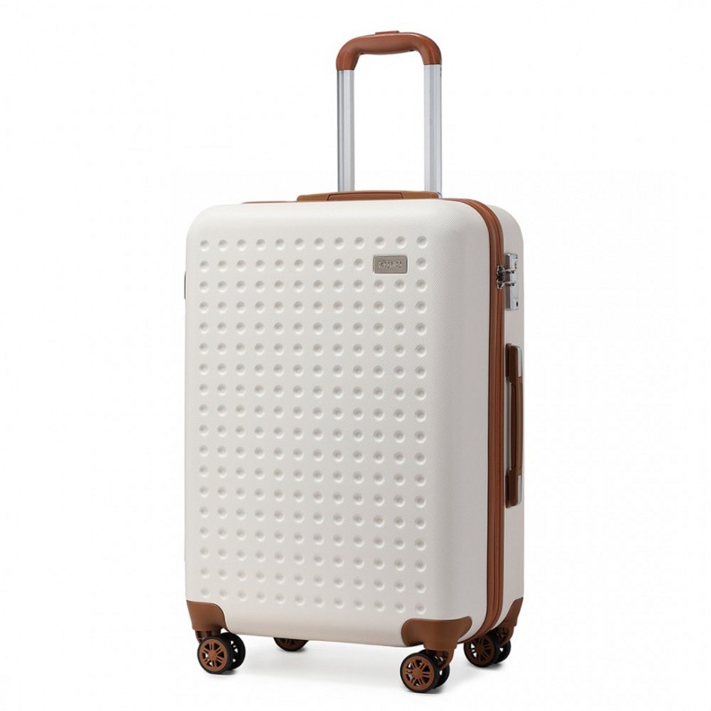 Troler premium alb rigid "Journey" cu încuietoare TSA - M, L, XL