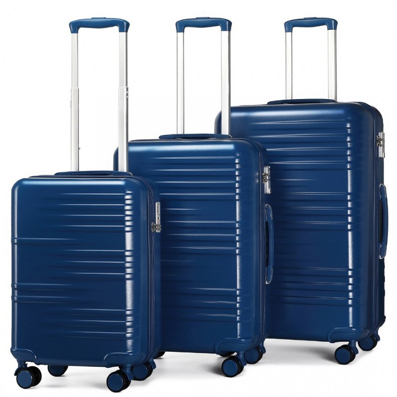 Set bleumarin de 3 trolere rigide "Panzer" cu încuietoare TSA - M, L, XL