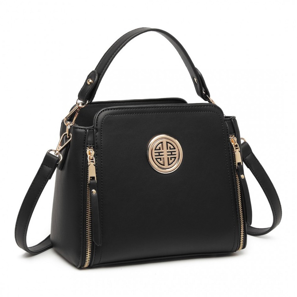 Geantă crossbody neagră decorată "Aura"