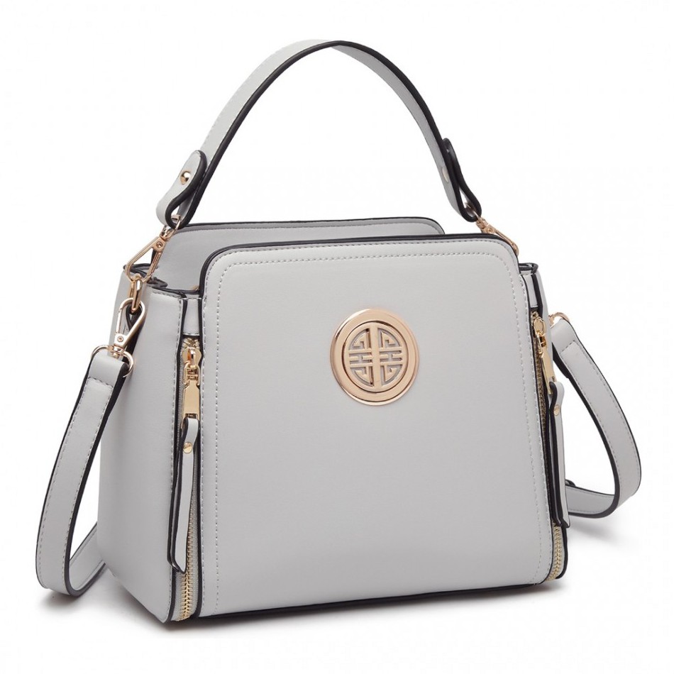 Geantă crossbody gri decorată "Aura"