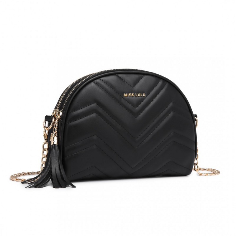 Geantă crossbody rotundă neagră "Moonlight"