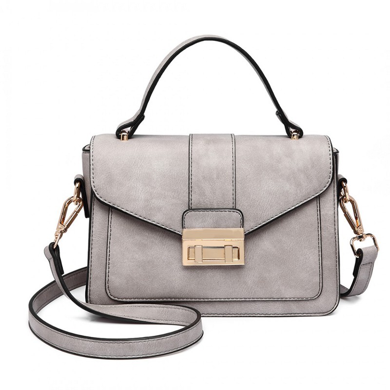 Geantă crossbody gri tip servietă "Alice"
