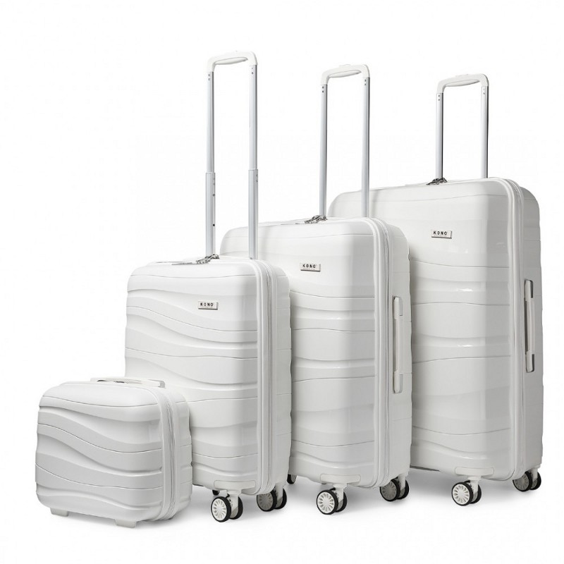 Set de 4 trolere albe premium din plastic "Majesty 2" - S, M, L, XL