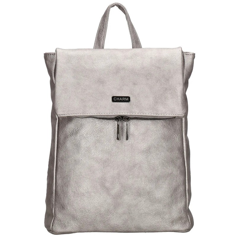 Rucsac elegant argintiu din piele ecologică "Noire"