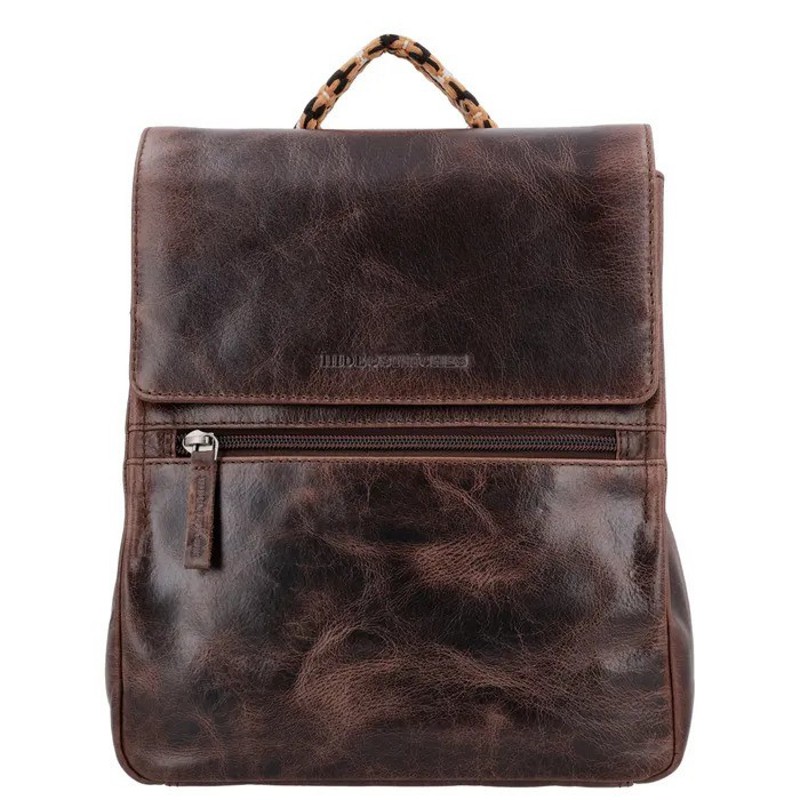 Rucsac premium maro închis din piele naturală "Verdun"