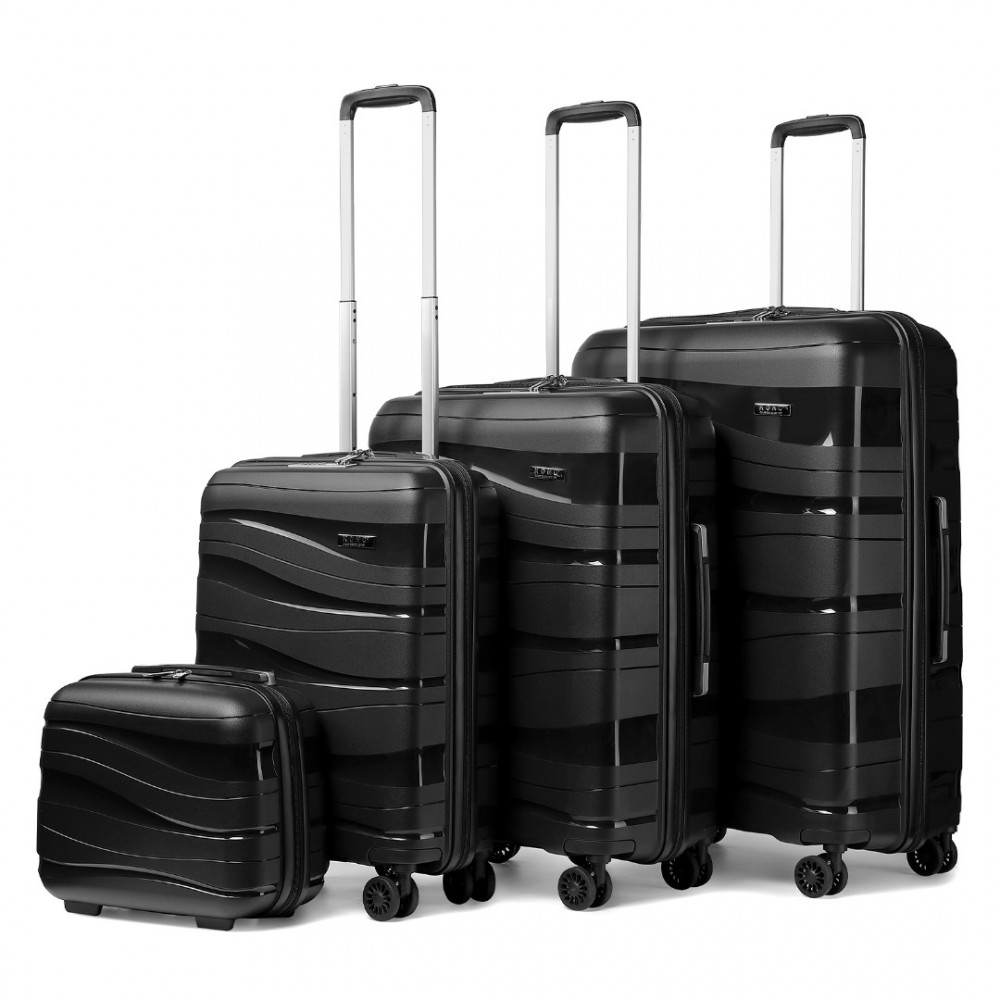 Set negru de 4 trolere premium din plastic "Majesty 2" - mărimile S, M, L, XL