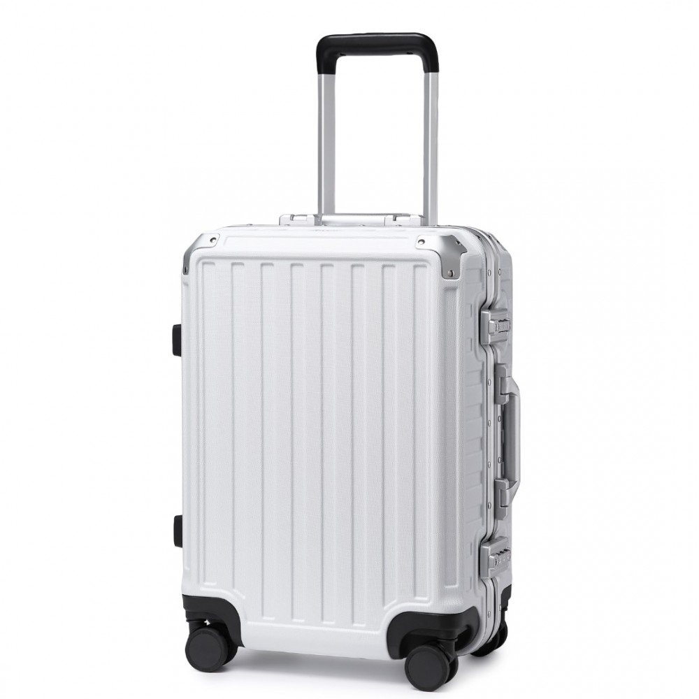 Troler rigid lat alb "Alfa" cu încuietoare TSA - mărimea M