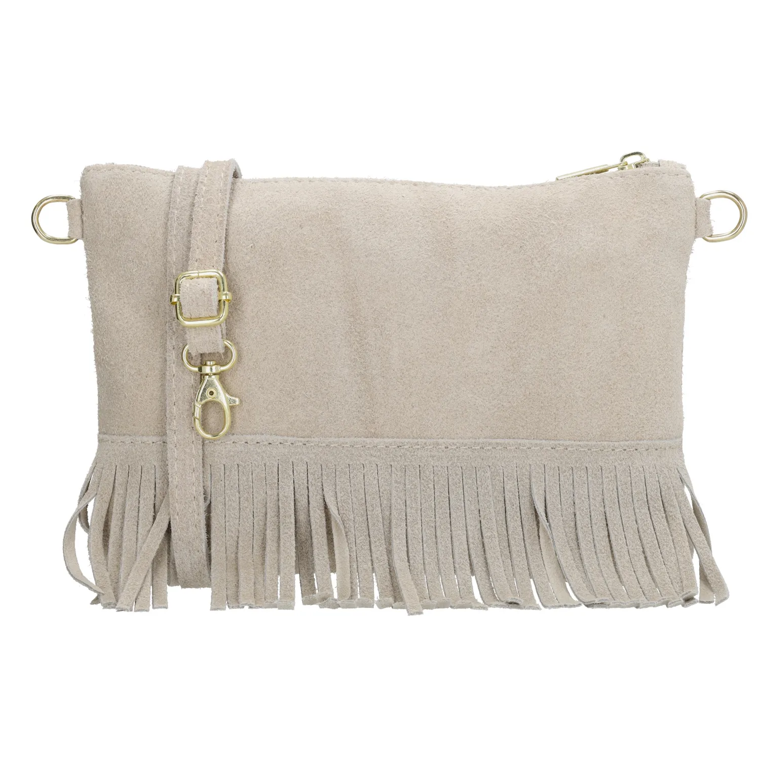 Geantă crossbody vintage bej din piele „Carrie"