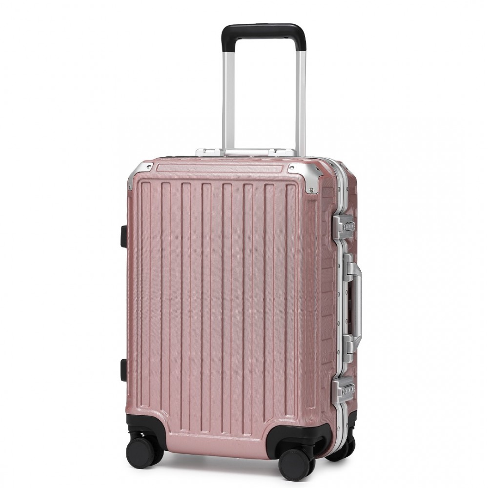 Troler rigid lat auriu-roz "Alfa" cu încuietoare TSA - mărimea M