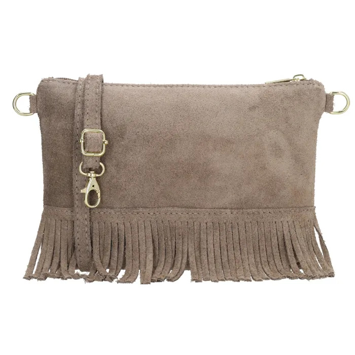Geantă crossbody vintage maro deschis din piele „Carrie"