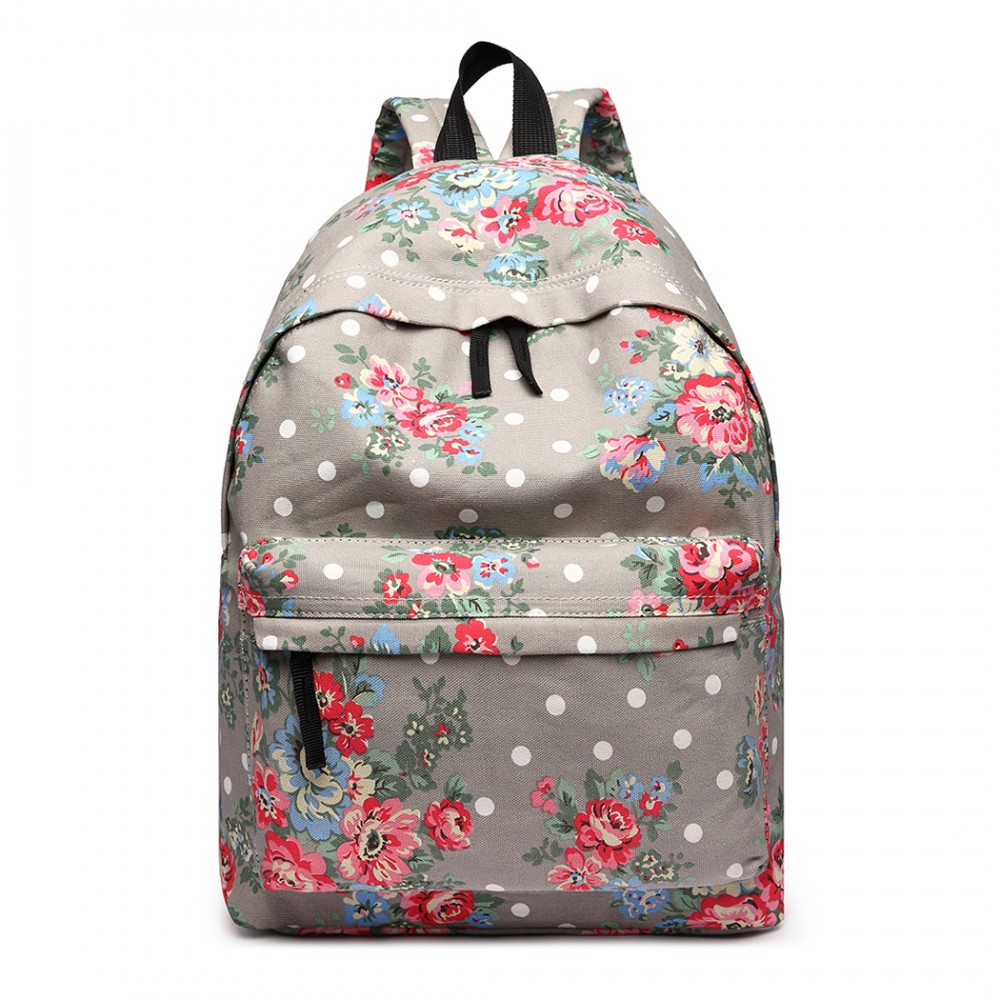 Rucsac gri floral pentru școală „Roses"